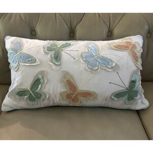 Secret Celebrity Lumbar Pillow 23x12 Inch Embroidered Butterfly Multicolor Decor